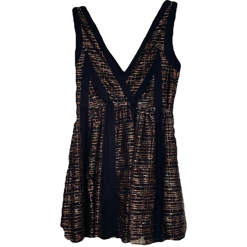 Ark & Co Cocktail Dress with Gold / Copper Metallic Design | Size L